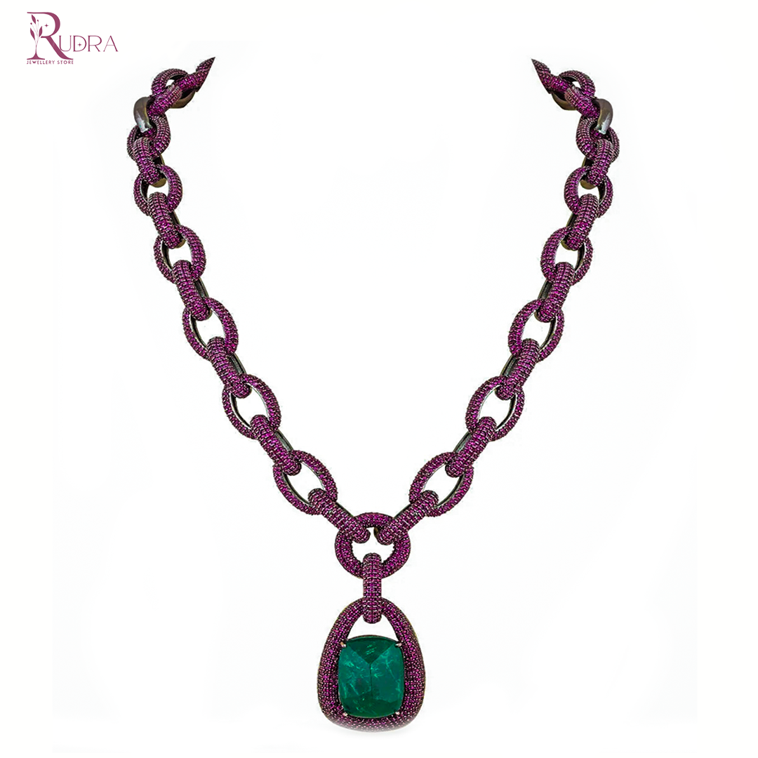Bollywood Boss Emerald stone Necklace Set