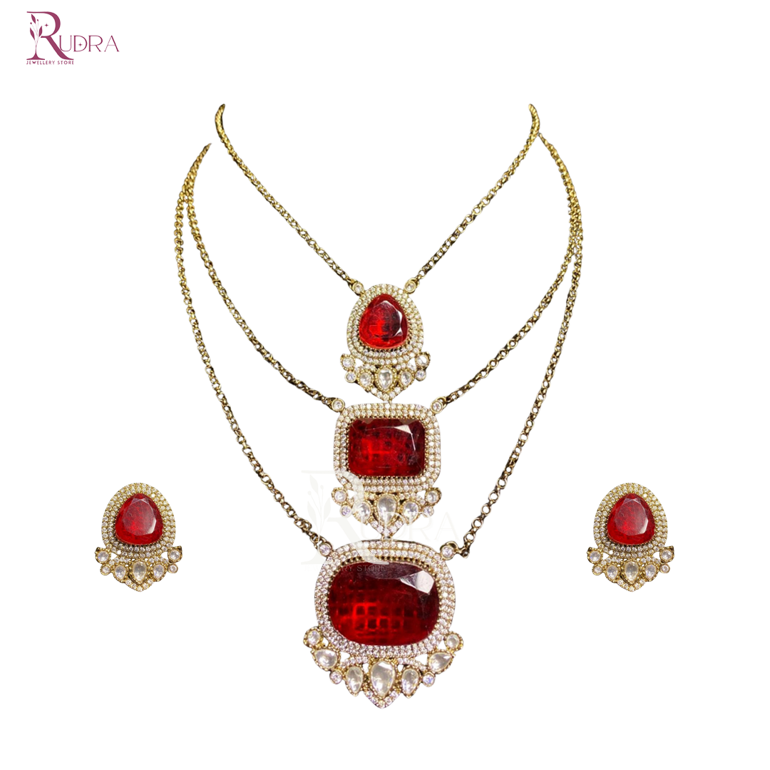 Layered Kundan and Polki Necklace Set