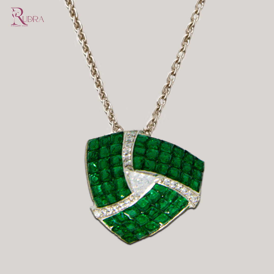 Emerald Drip Shield Men's Necklace