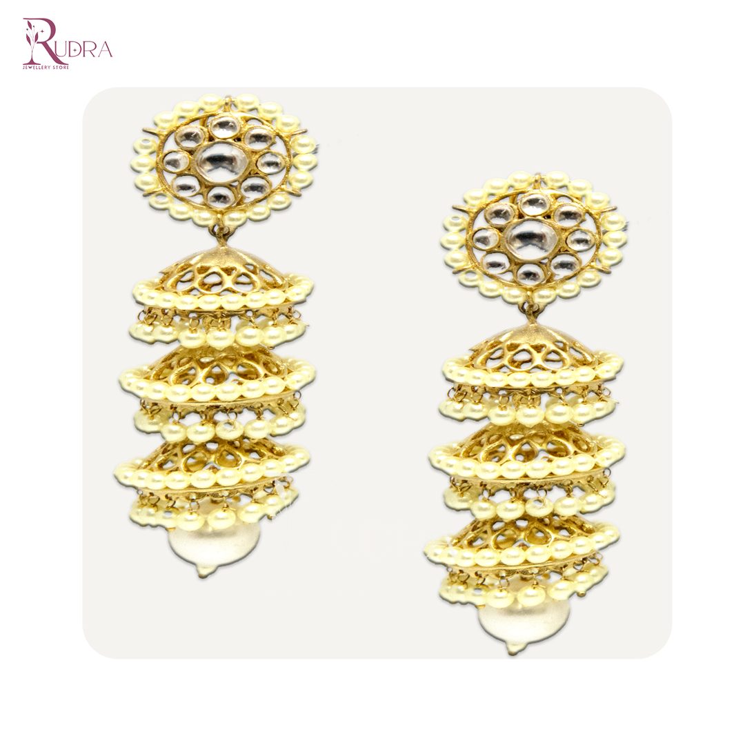 Golden Grace Pearl Jhumkas