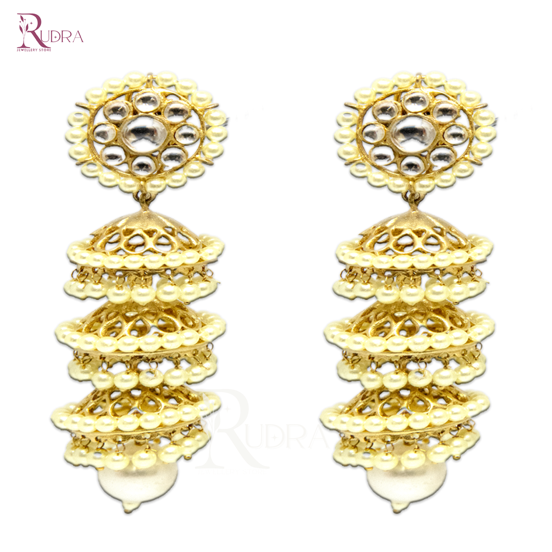 Golden Grace Pearl Jhumkas