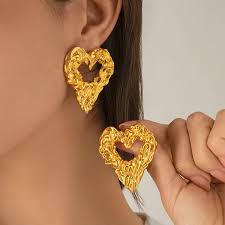 Molten Gold Heart Earrings