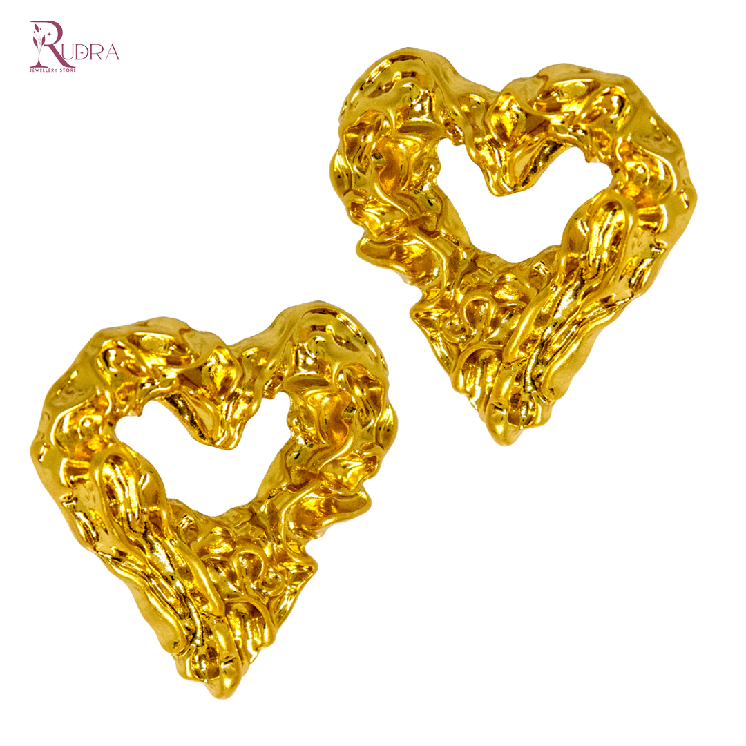 Molten Gold Heart Earrings