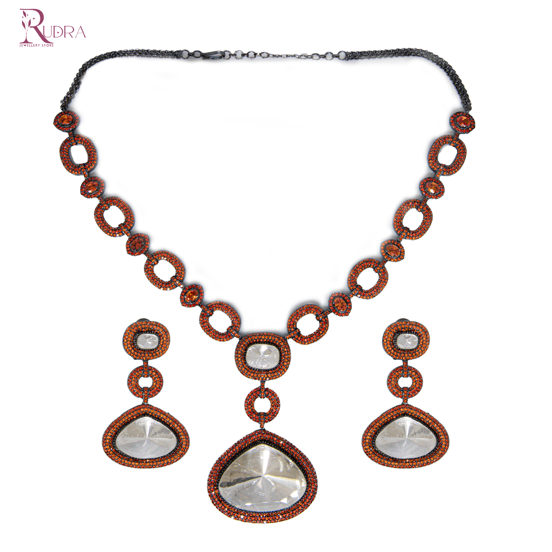 Rajputana Polki Cut Pendant Set