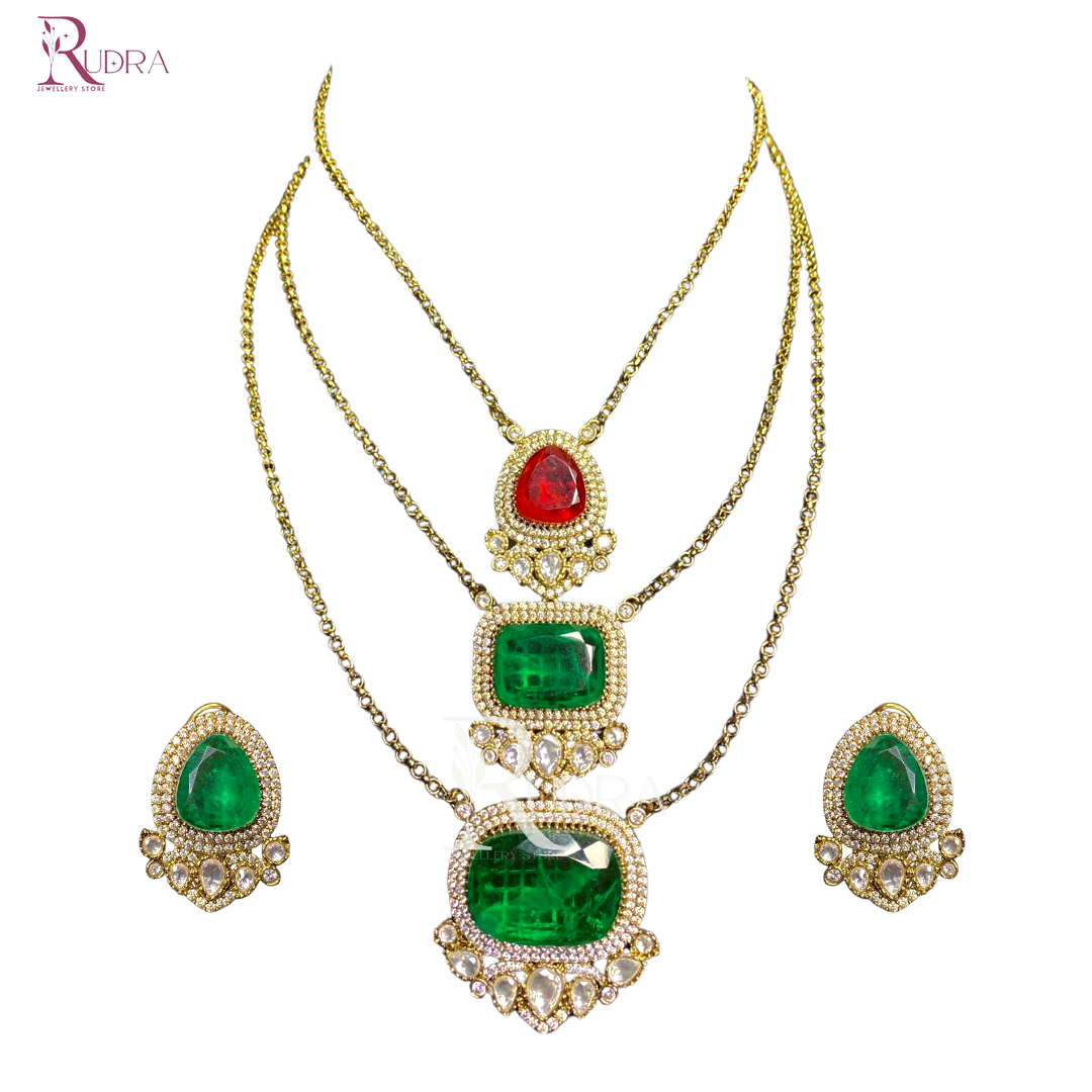 Layered Kundan and Polki Necklace Set