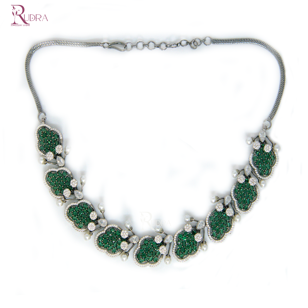 Dynasty Bling Necklace Set in Ruby and Emerald