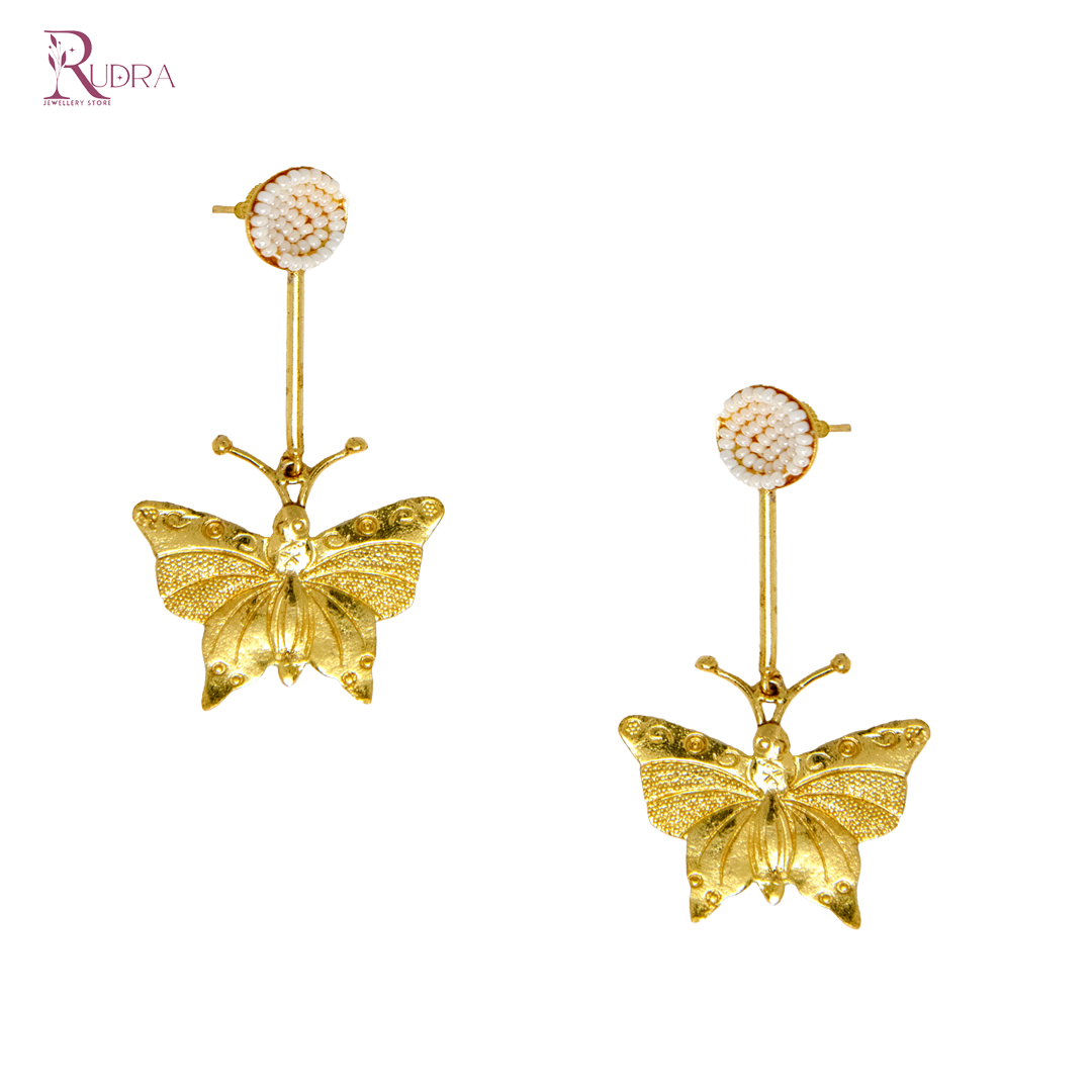 Butterfly Charm Gold Earrings