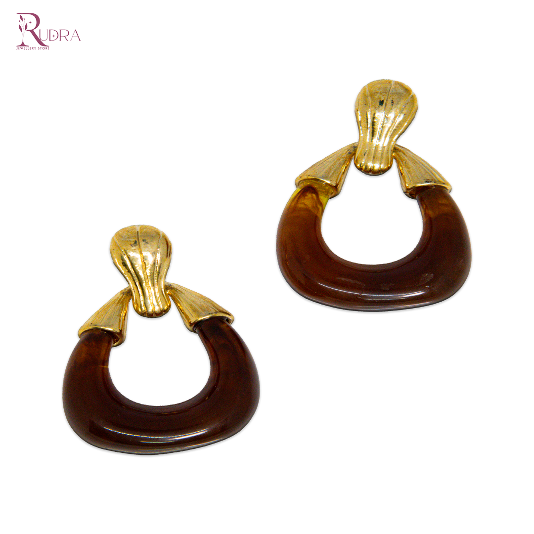 Vintage Coffee Gold Earrings