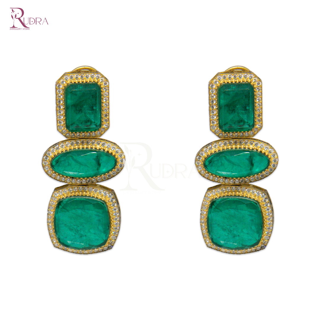 Enchanting Elegance Triple Stone Earrings