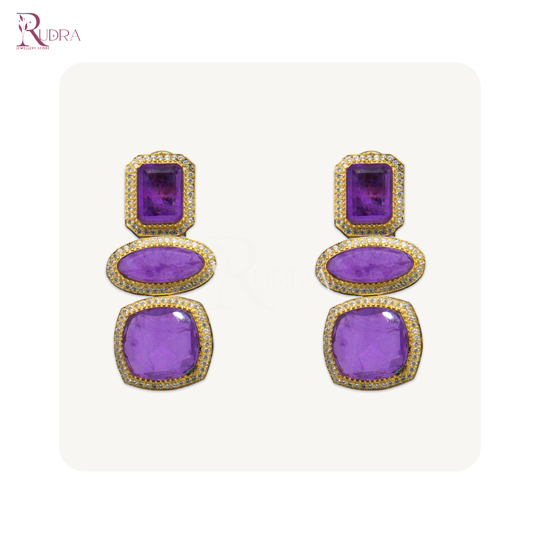 Enchanting Elegance Triple Stone Earrings