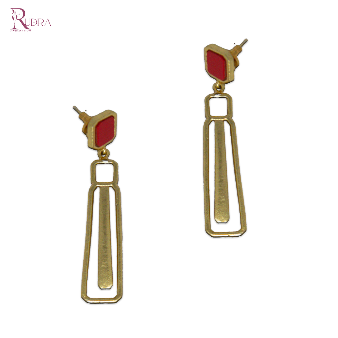 Modern Geometry Enamel Drop Earrings