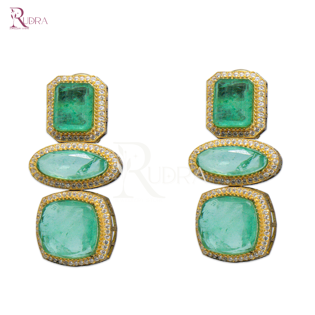 Enchanting Elegance Triple Stone Earrings