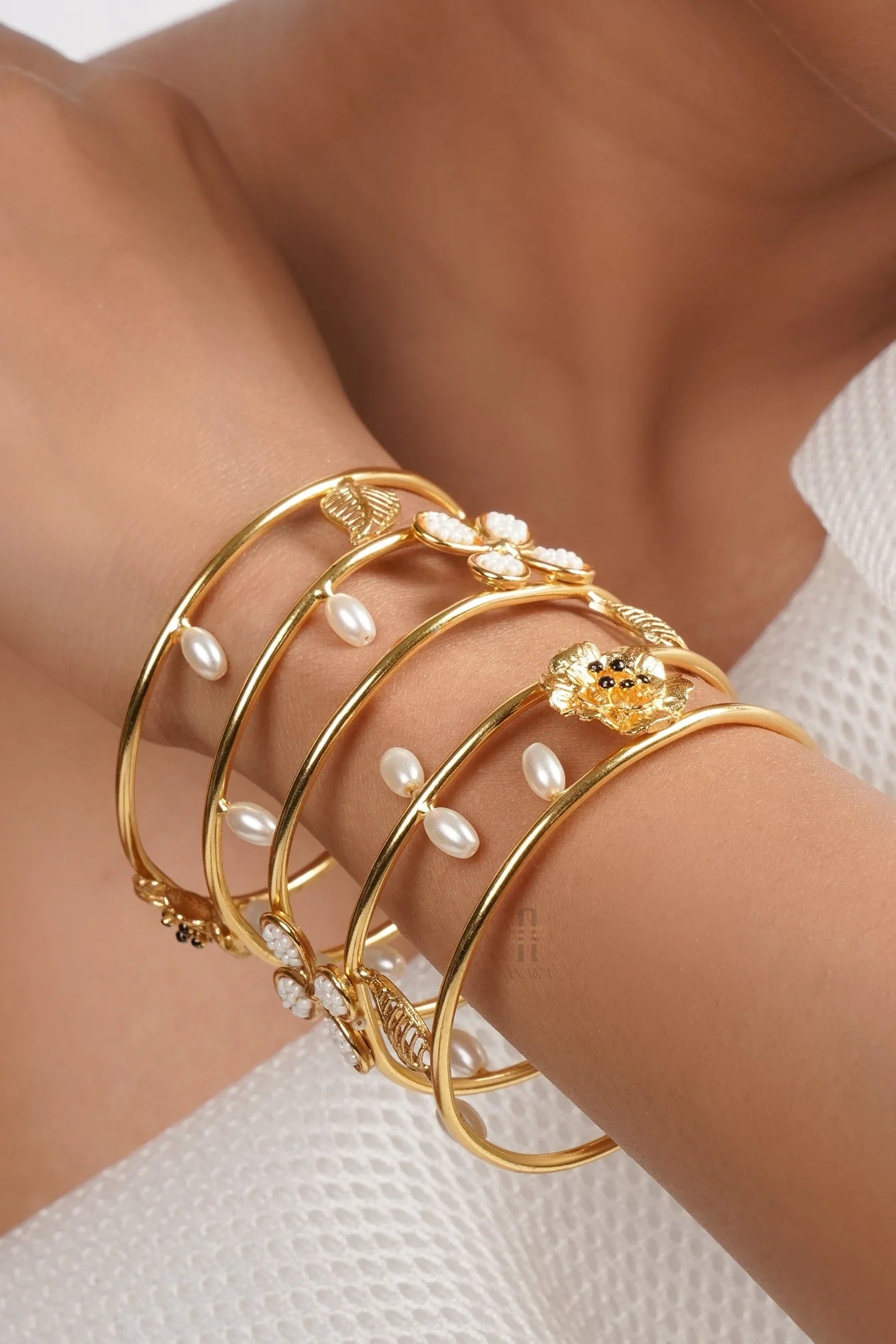 Pearl-Accented Openwork Cuff Bracelet