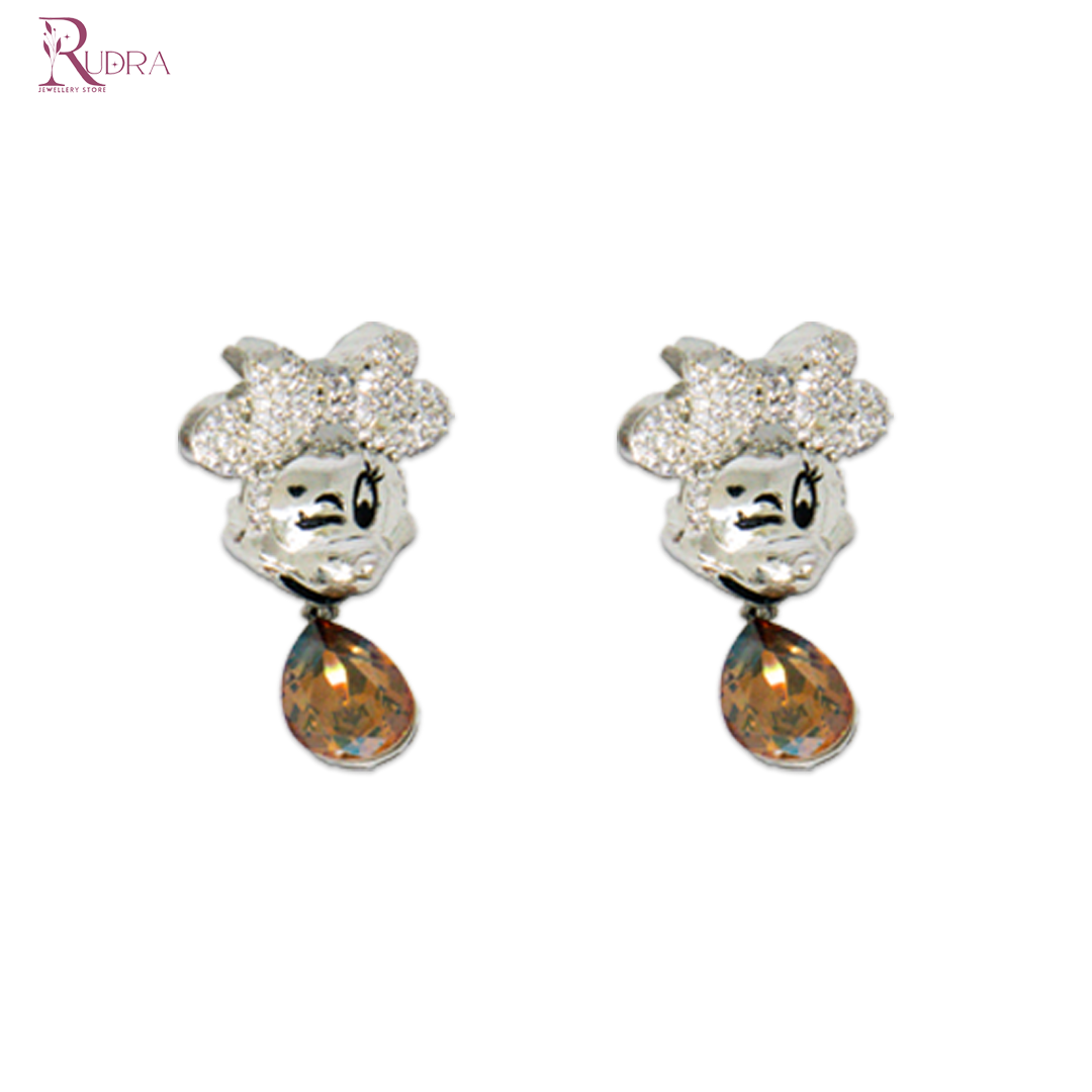 Mickey Mouse Crystal Pendant Necklace Set