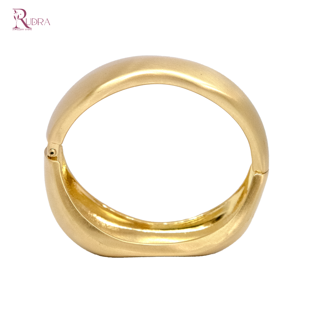 Curved Sculpted Gold Cuff Bracelet