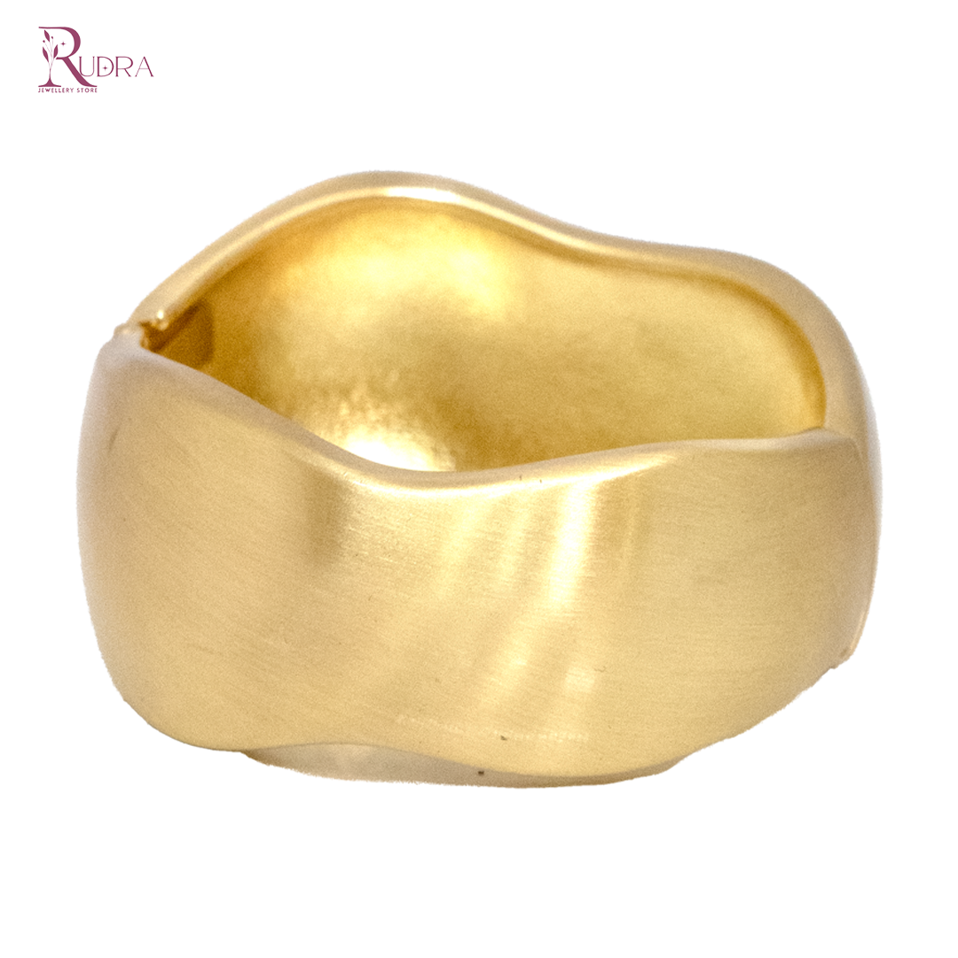 Curved Sculpted Gold Cuff Bracelet