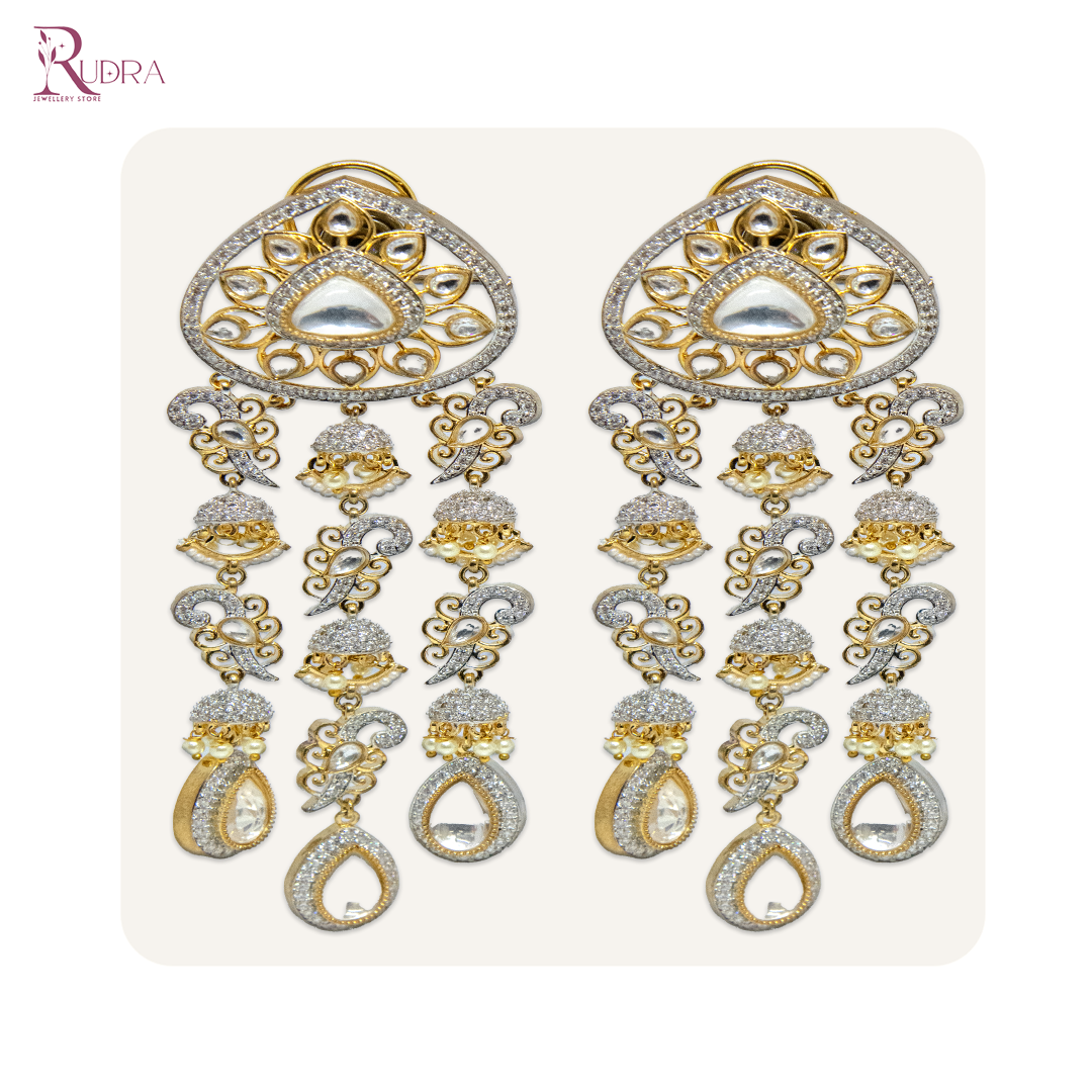 Rajwada Royal Polki Dangler Earrings