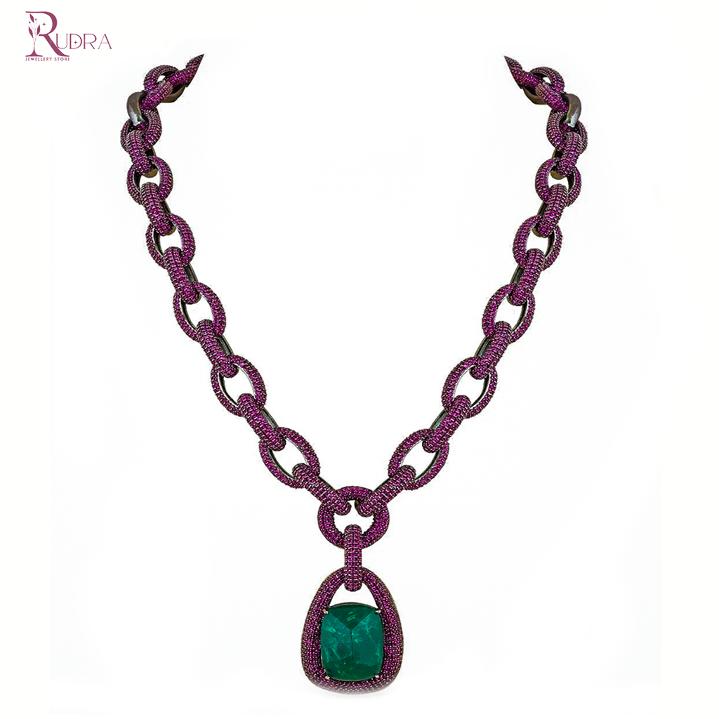 Bollywood Boss Emerald stone Necklace Set