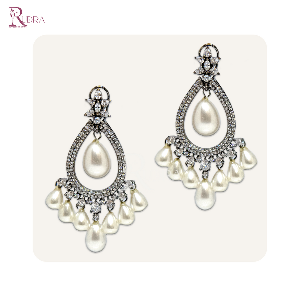 Royal Pearl Drop Chandelier Earrings