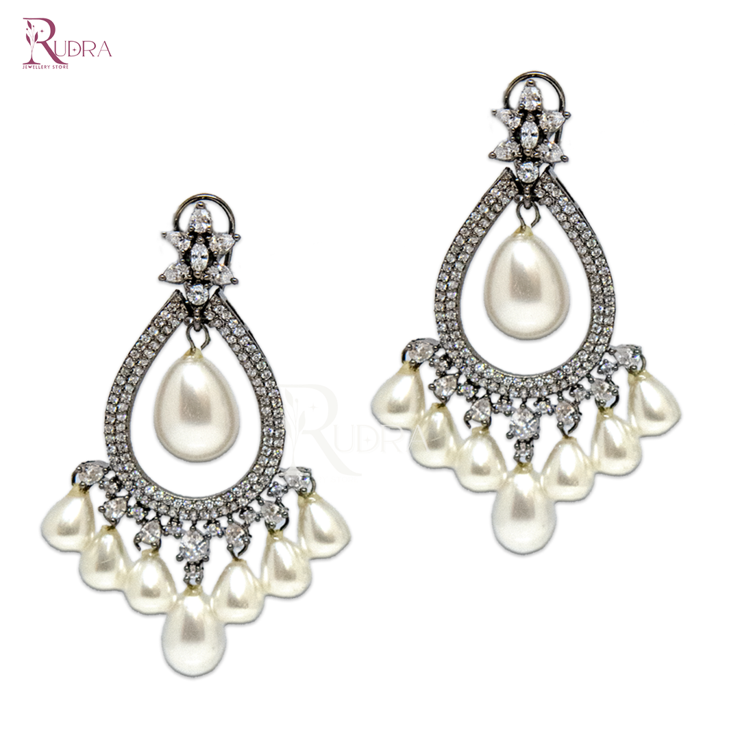 Royal Pearl Drop Chandelier Earrings