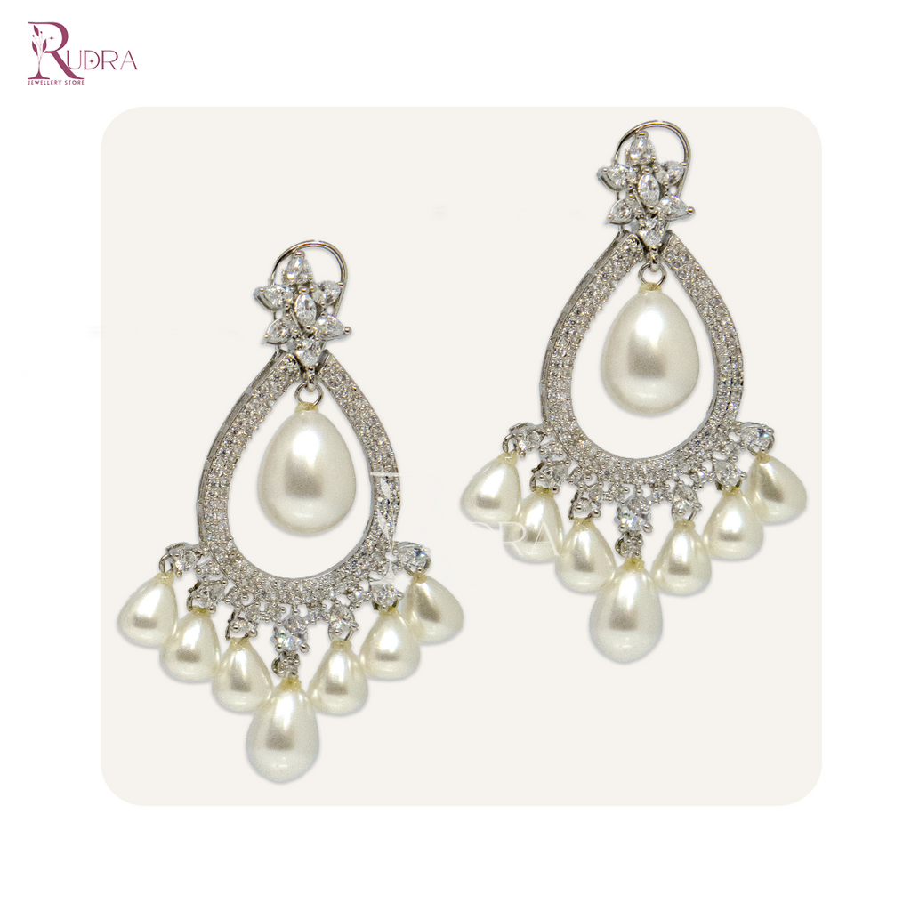 Royal Pearl Drop Chandelier Earrings