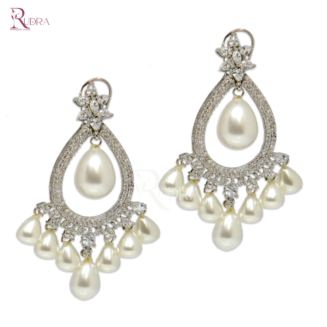 Royal Pearl Drop Chandelier Earrings