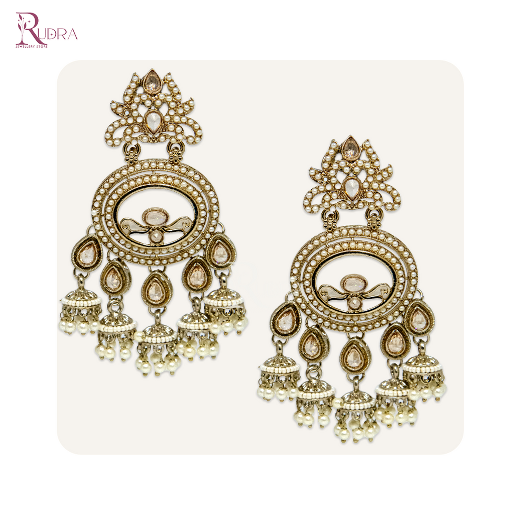 Royal Kundan Jhumka Chandbali Earrings