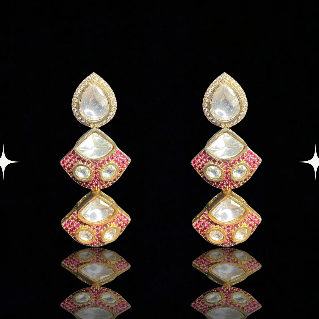 Regal Ruby Kundan Danglers