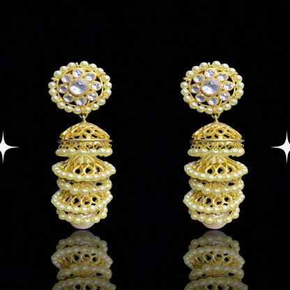 Golden Grace Pearl Jhumkas