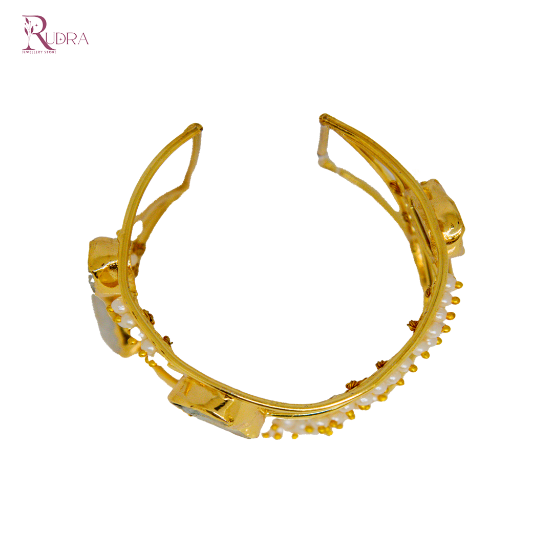 Pearl Cluster Gold Cuff Bracelet