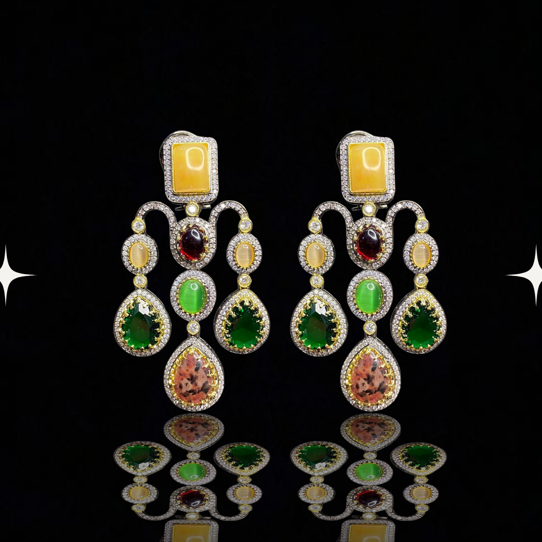 Opulent Cascade Gemstone Earrings