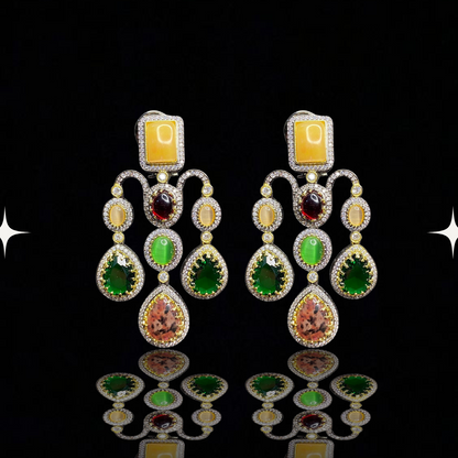 Opulent Cascade Gemstone Earrings