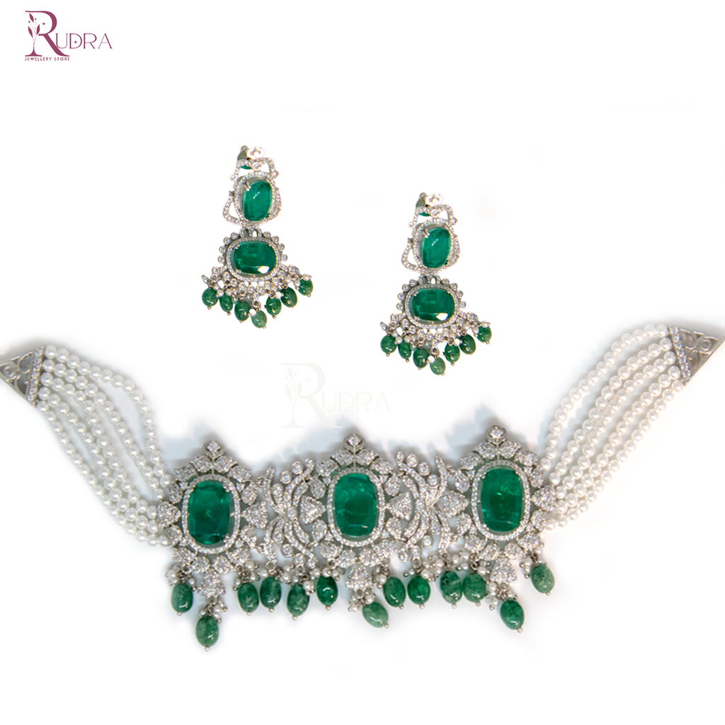Emerald Royale Pearl Choker Set