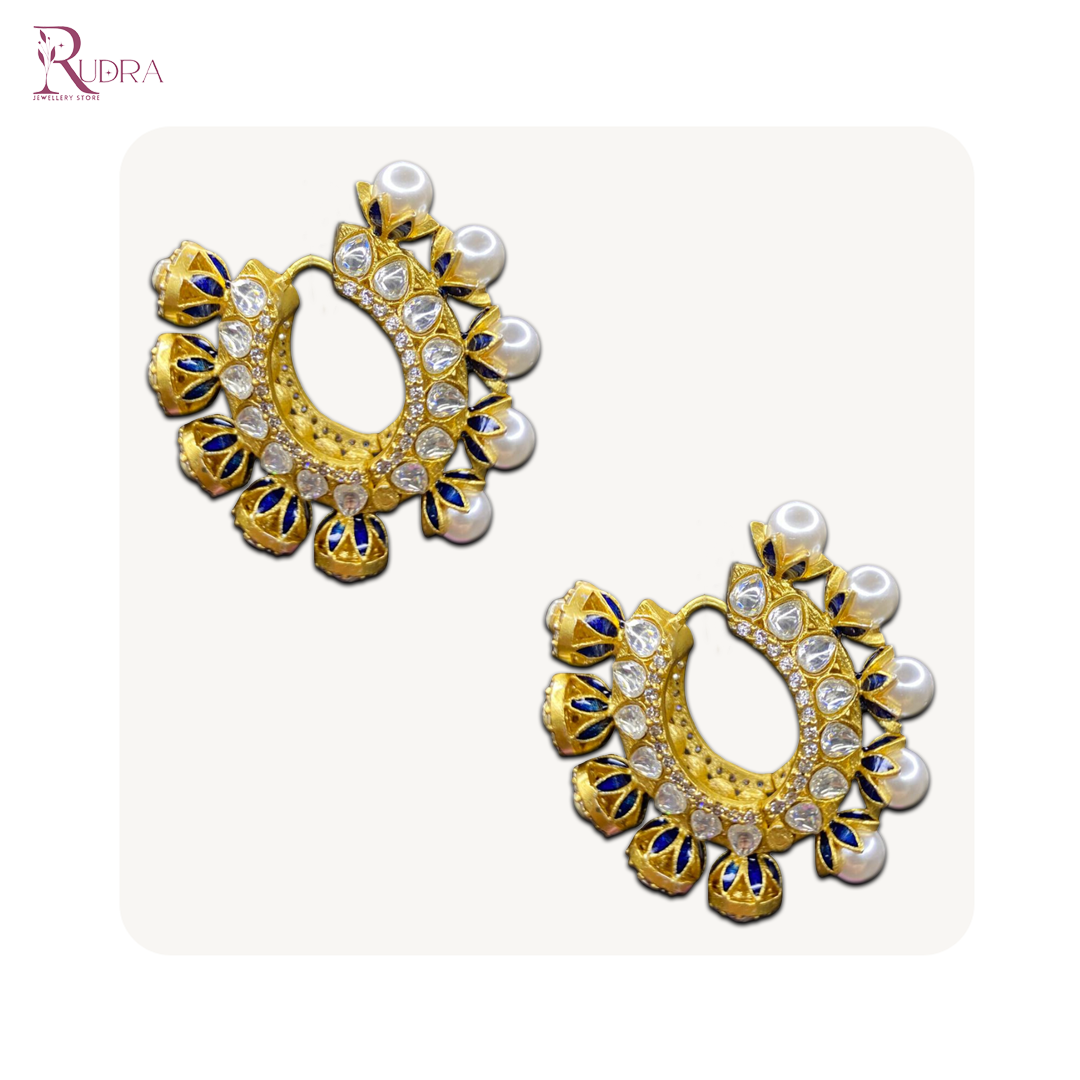 Kundan Polki & Pearl Hoops