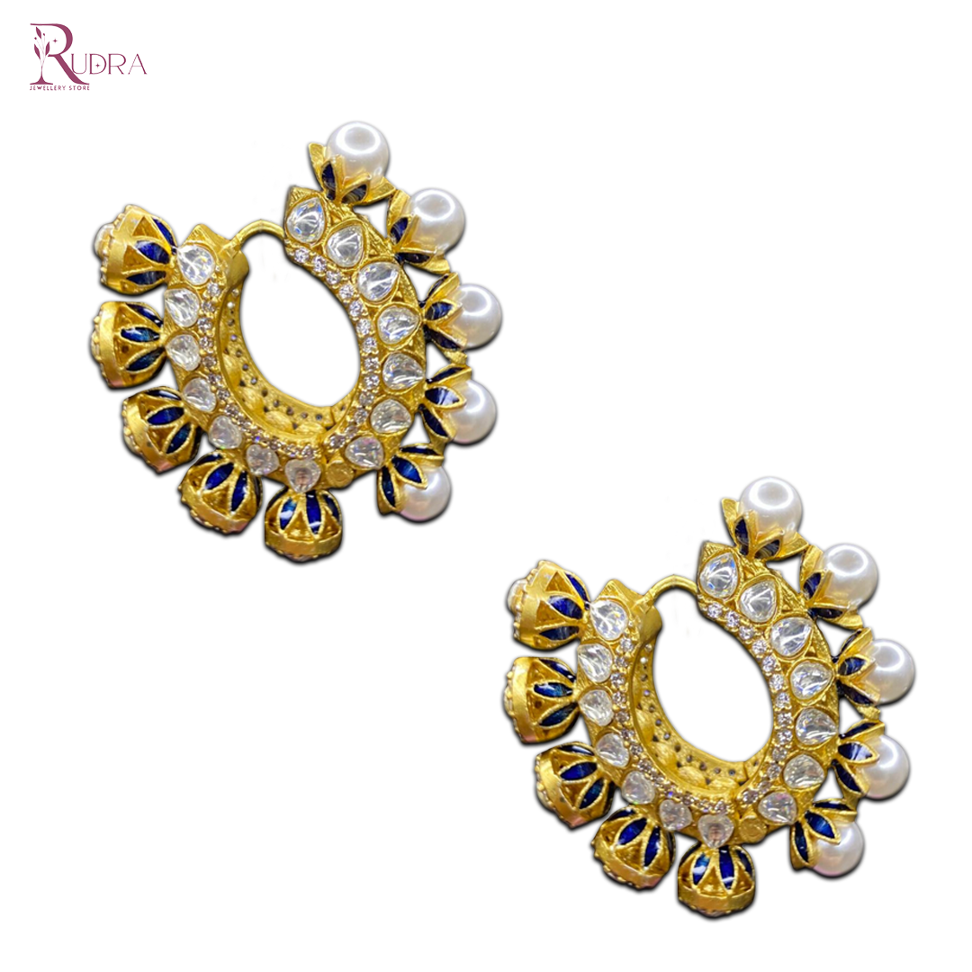 Kundan Polki & Pearl Hoops