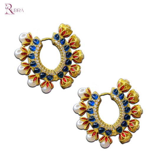 Kundan Polki & Pearl Hoops
