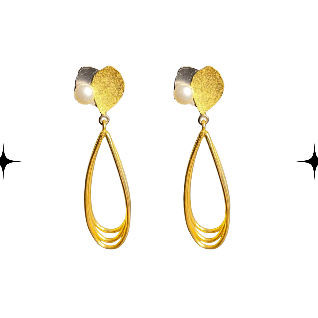 Golden Teardrop Layered Earrings