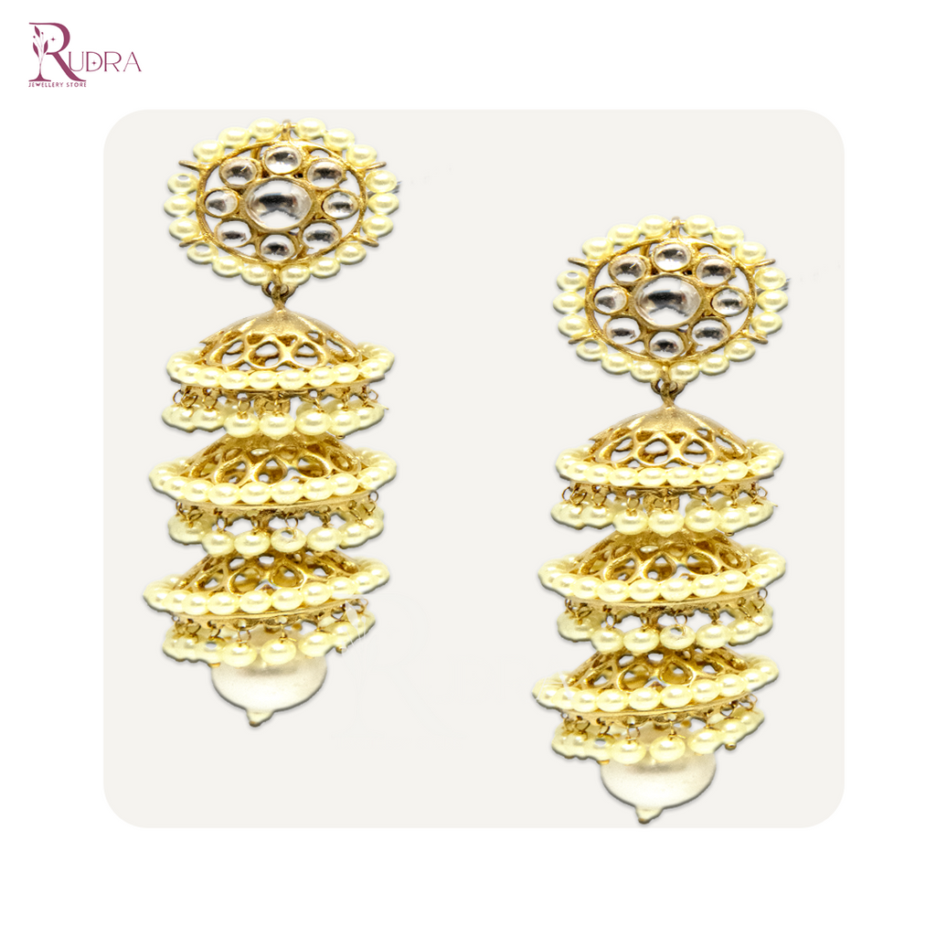 Golden Grace Pearl Jhumkas