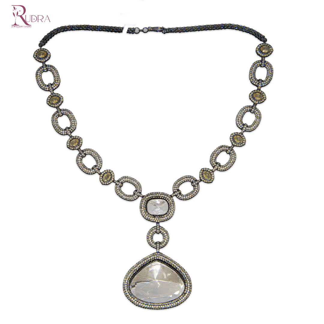Rajputana Men Polki Cut Pendant Chain