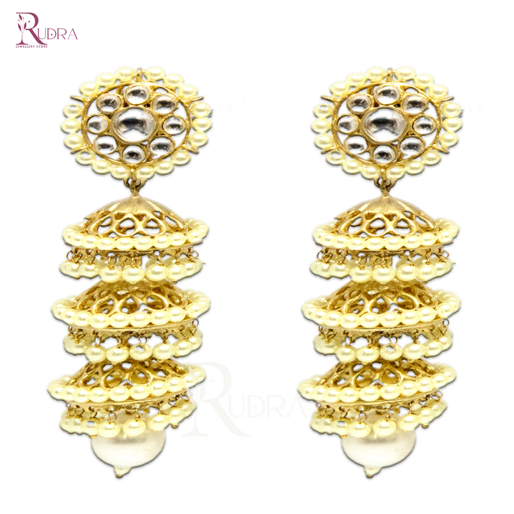 Golden Grace Pearl Jhumkas