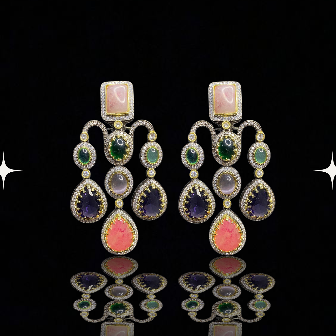 Opulent Cascade Gemstone Earrings