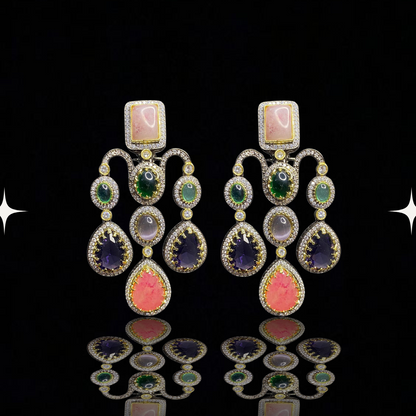 Opulent Cascade Gemstone Earrings