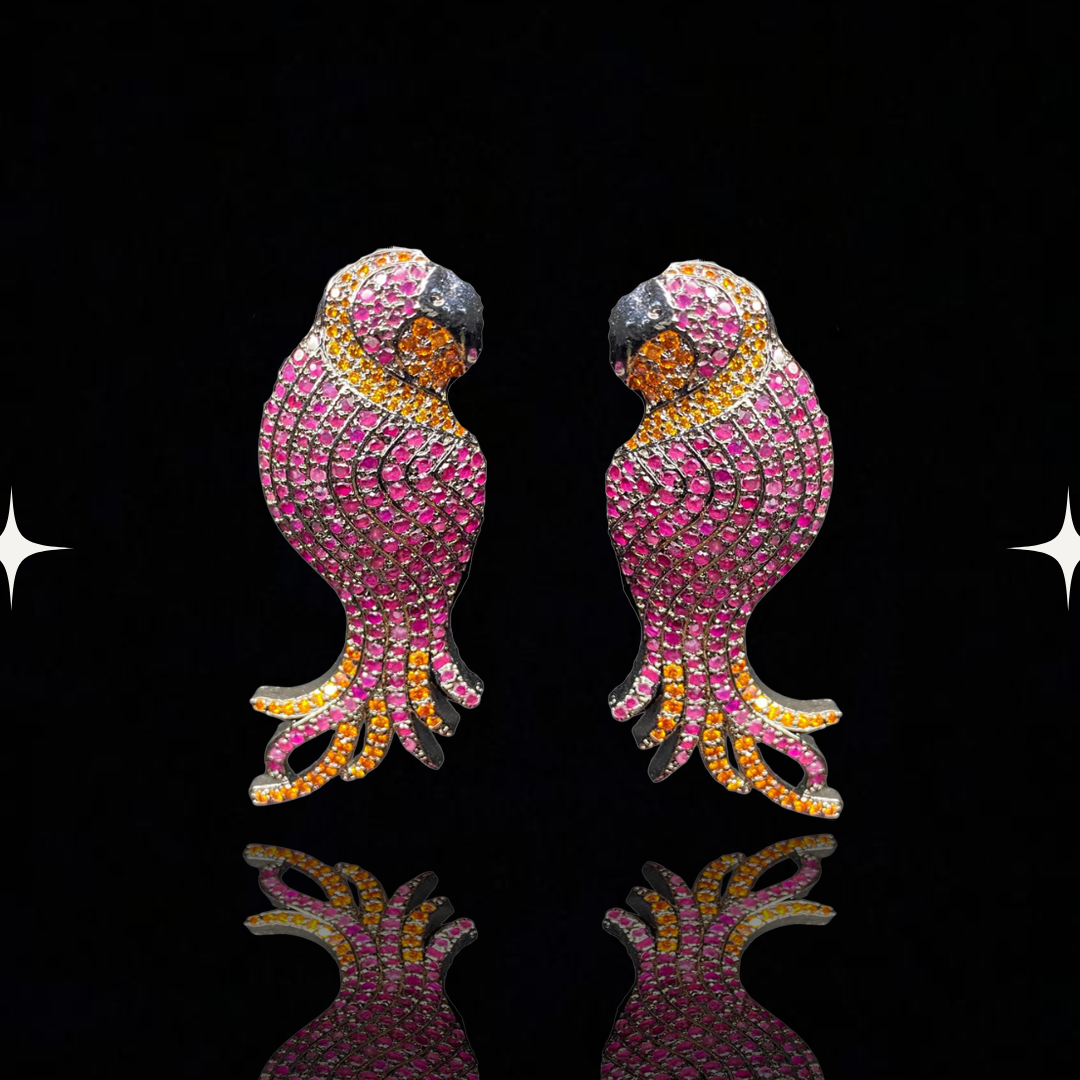 Psychedelic Parrot Glam Earrings