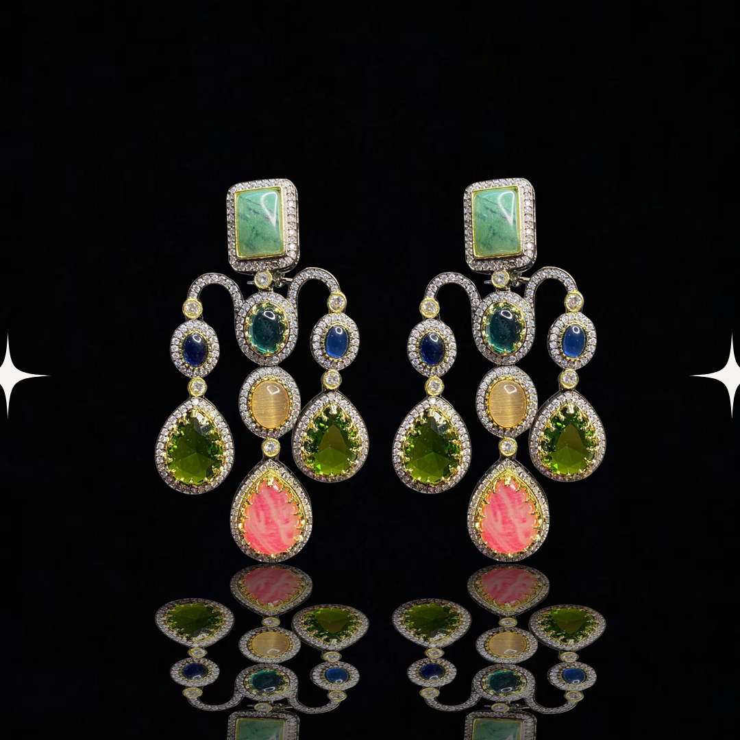 Opulent Cascade Gemstone Earrings