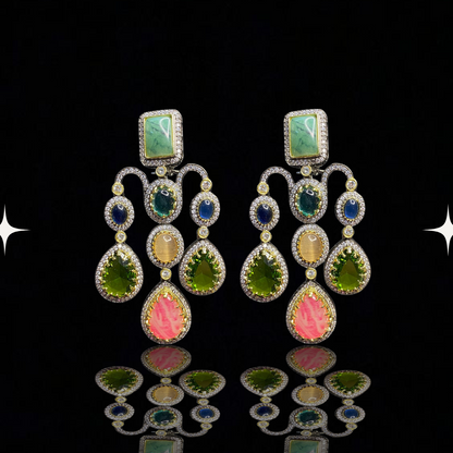 Opulent Cascade Gemstone Earrings