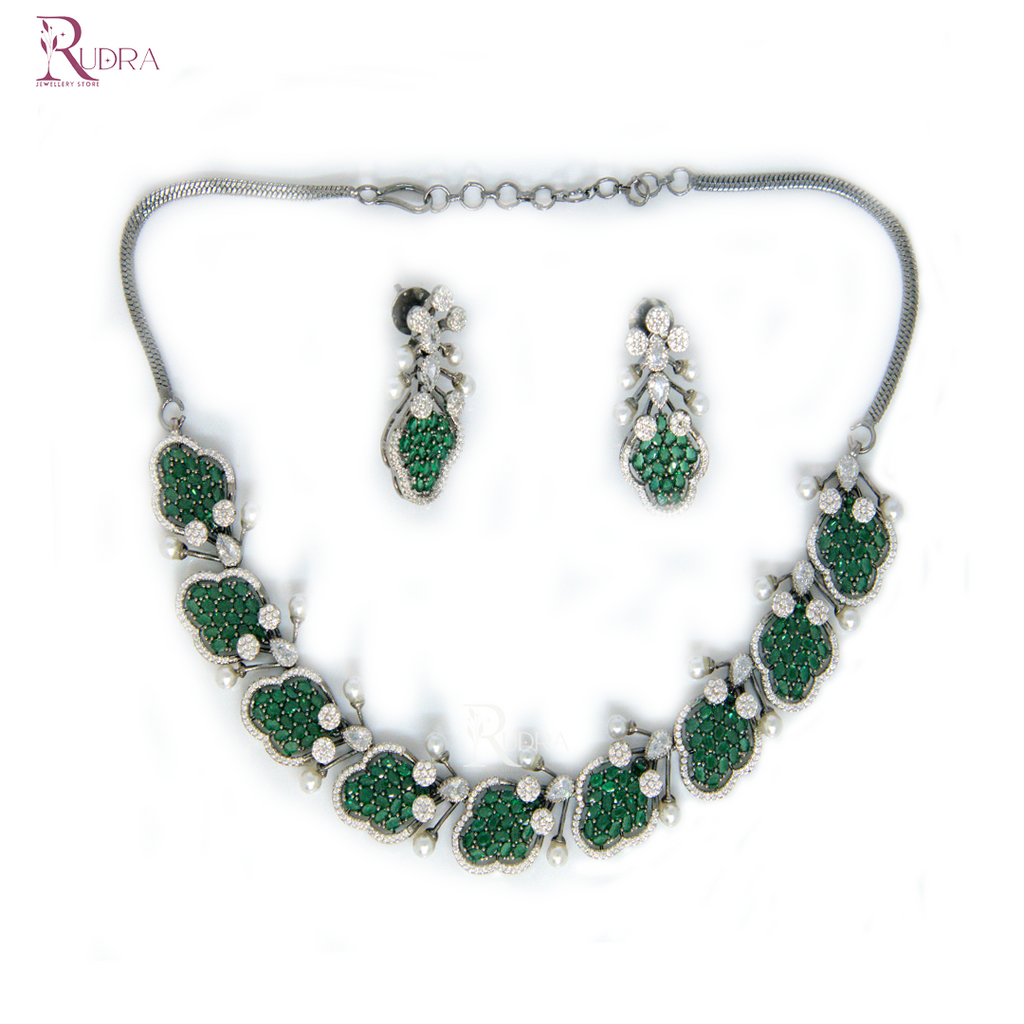 Dynasty Bling Necklace Set in Ruby and Emerald