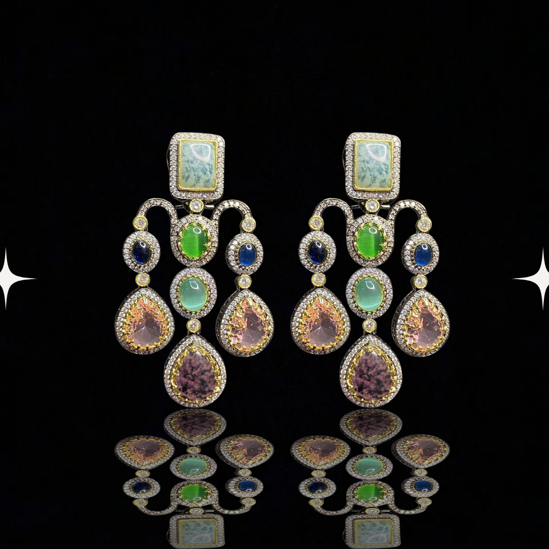 Opulent Cascade Gemstone Earrings