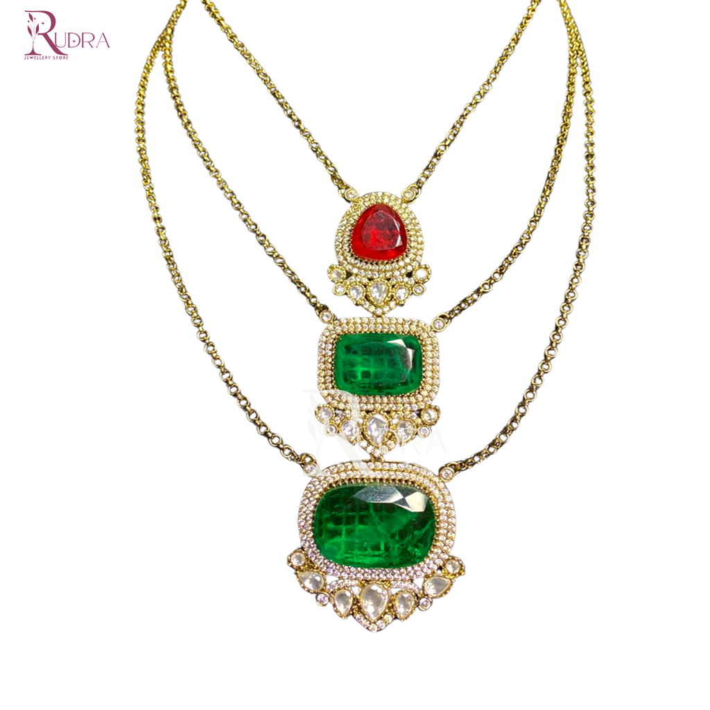 Layered Kundan and Polki Necklace Set