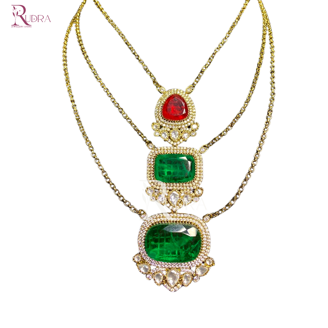 Layered Kundan and Polki Necklace Set