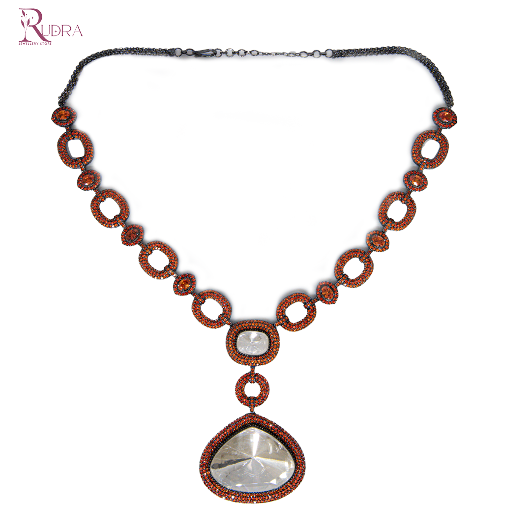 Rajputana Men Polki Cut Pendant Chain